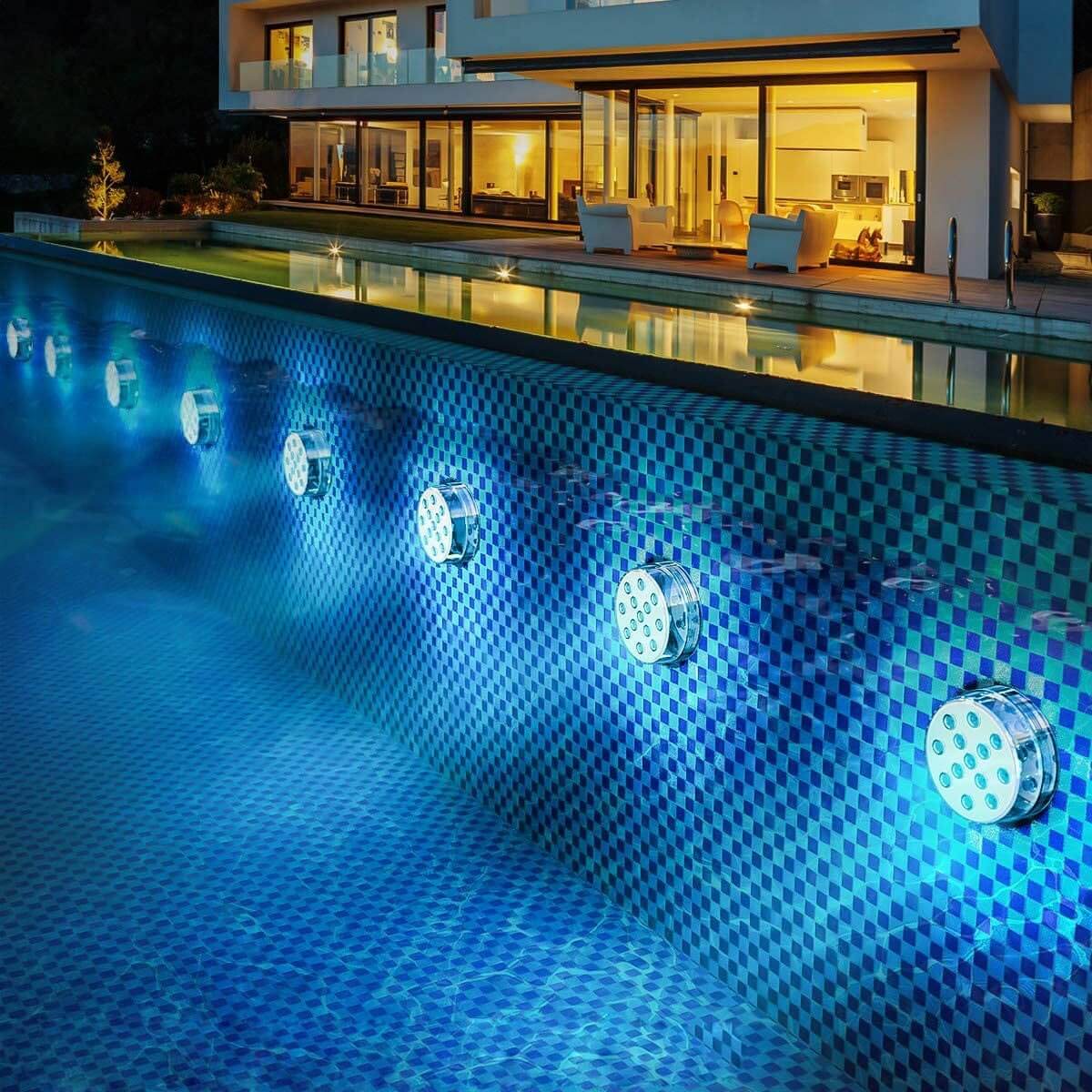 LED Submersible Pool Lights, Color Changing, Magnetic Battery Powered Underwater Above ground Tub Swimming Lido Side, fountain Tank Dock