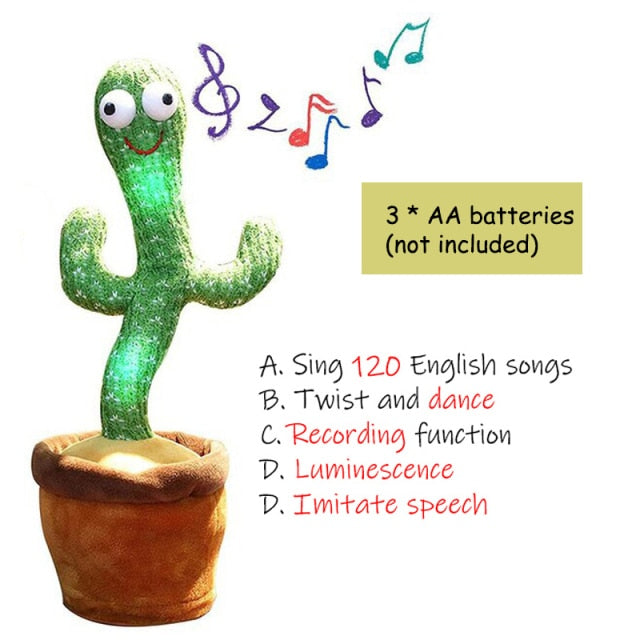 Dancing Cactus Toy, Funny Talking Cactus Plush, Singing tiktok doll, mimicking twisting repeating