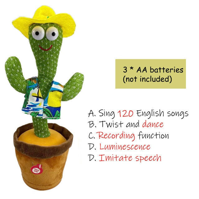 Dancing Cactus Toy, Funny Talking Cactus Plush, Singing tiktok doll, mimicking twisting repeating