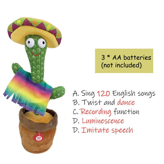 Dancing Cactus Toy, Funny Talking Cactus Plush, Singing tiktok doll, mimicking twisting repeating