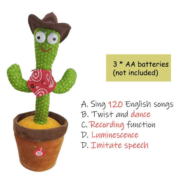 Dancing Cactus Toy, Funny Talking Cactus Plush, Singing tiktok doll, mimicking twisting repeating