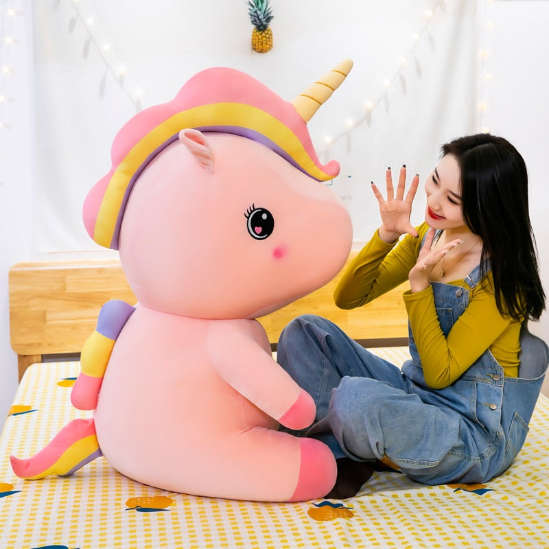 Big Size Kawaii Unicorn Stuffed Toy Soft Plush Animal Pillow Cute Unicornio Doll Kawaii Room Bed Decor Christmas Gift Girl&Kids