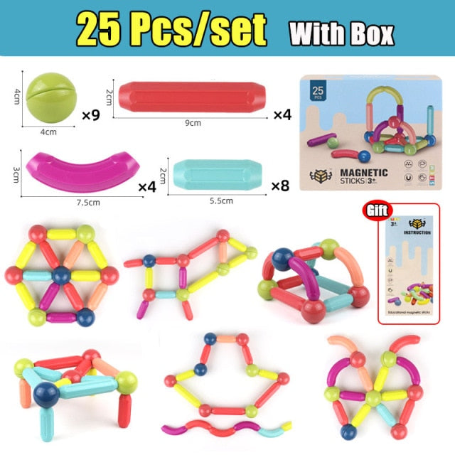 Big Size DIY Magnetic Toys Gift, Stick Building Blocks, Children Set Kids Magnets Bricks, Educational Balls & Rods