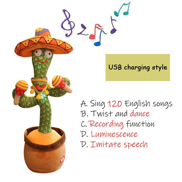 Dancing Cactus Toy, Funny Talking Cactus Plush, Singing tiktok doll, mimicking twisting repeating