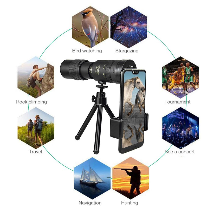 4k 10-300x40mm Super Mobile Phone Starscope Best Thermal Monocular Telephoto Zoom Monocular Telescope