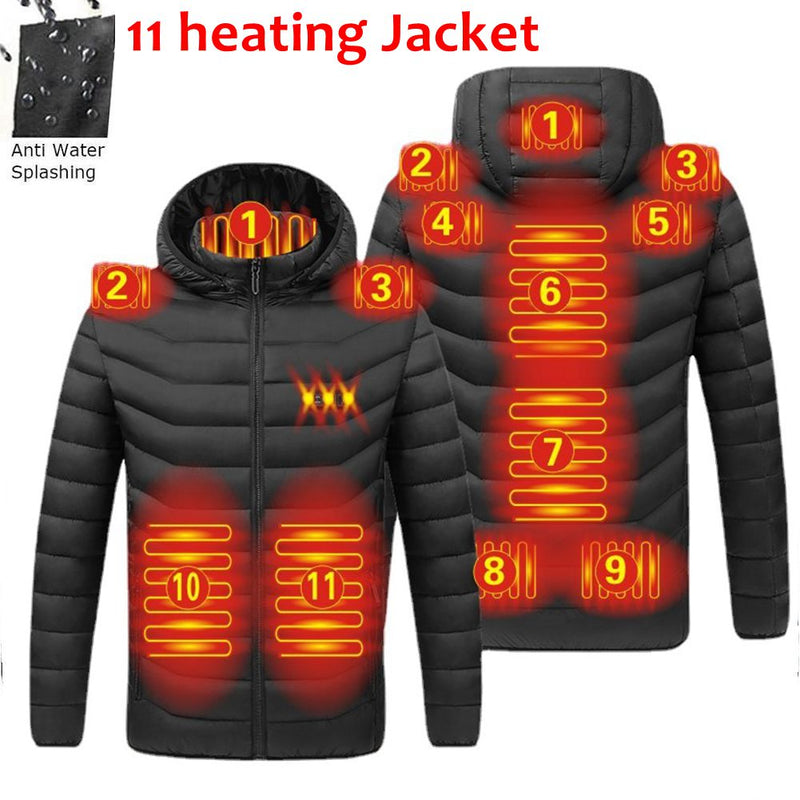 Unisex Winter Warm Heated Jacket / 11 heating areas, Heated Jacket, Electric Heated Jacket, Rechargeable Jacket