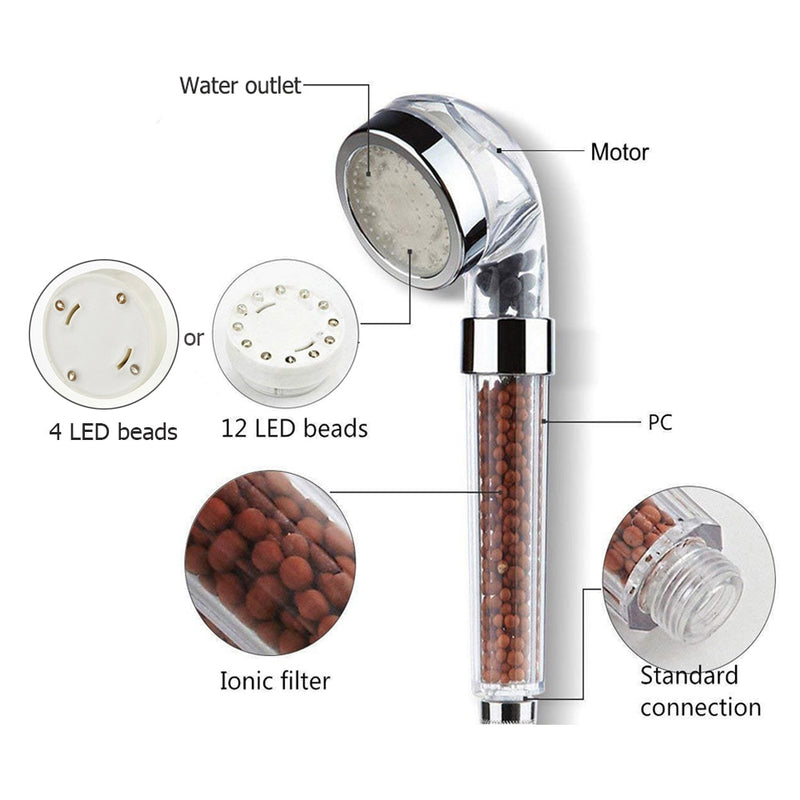 LED High Pressure Shower Head, powerful rgb color changing disco rainfall shower head, alcachofa de la ducha