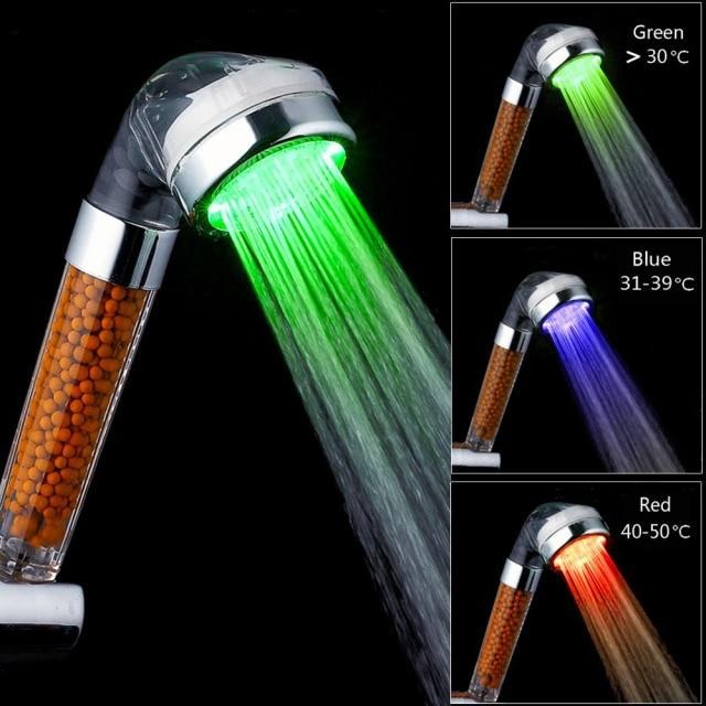 LED High Pressure Shower Head, powerful rgb color changing disco rainfall shower head, alcachofa de la ducha