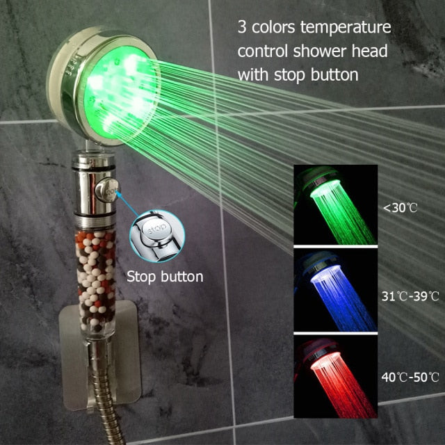 LED High Pressure Shower Head, powerful rgb color changing disco rainfall shower head, alcachofa de la ducha