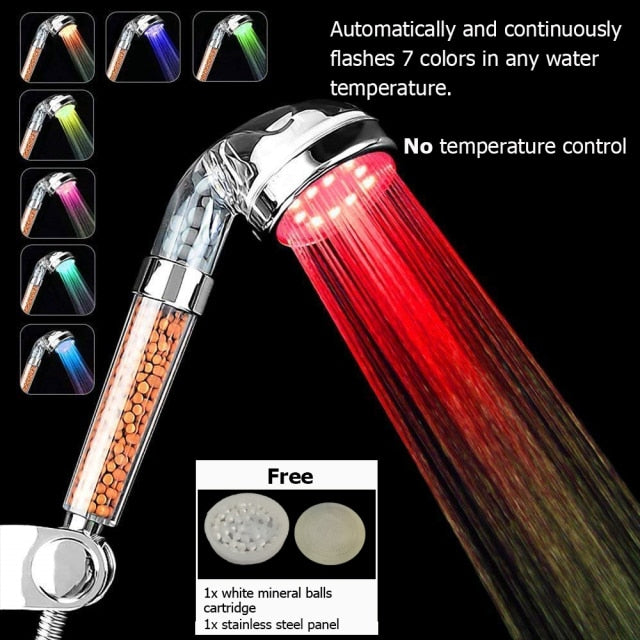 LED High Pressure Shower Head, powerful rgb color changing disco rainfall shower head, alcachofa de la ducha