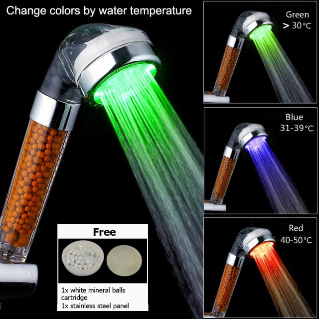 LED High Pressure Shower Head, powerful rgb color changing disco rainfall shower head, alcachofa de la ducha