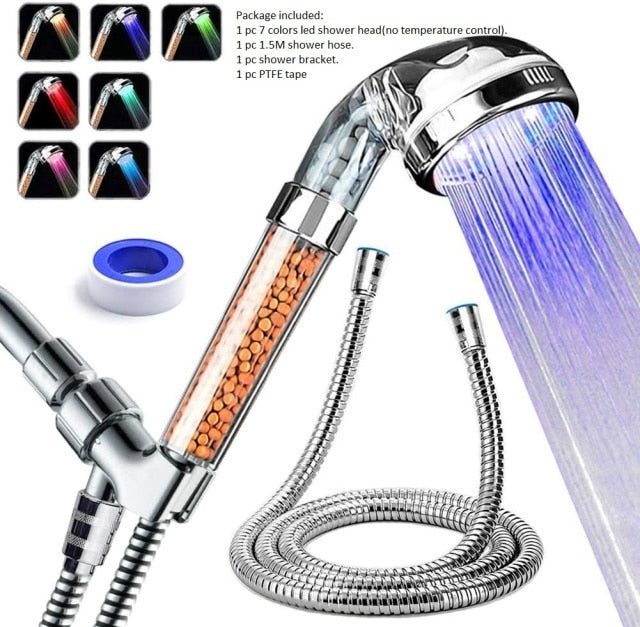 LED High Pressure Shower Head, powerful rgb color changing disco rainfall shower head, alcachofa de la ducha