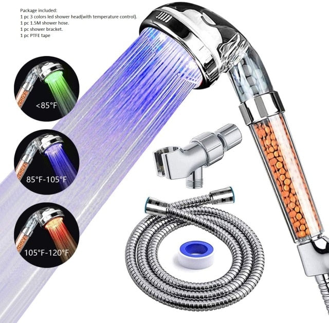 LED High Pressure Shower Head, powerful rgb color changing disco rainfall shower head, alcachofa de la ducha