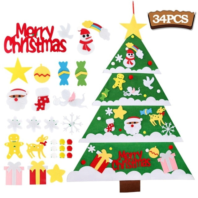 Diy Kid Felt Christmas Tree - Best Gift for Children Door Wall Hanging Decoration Kid Xmas