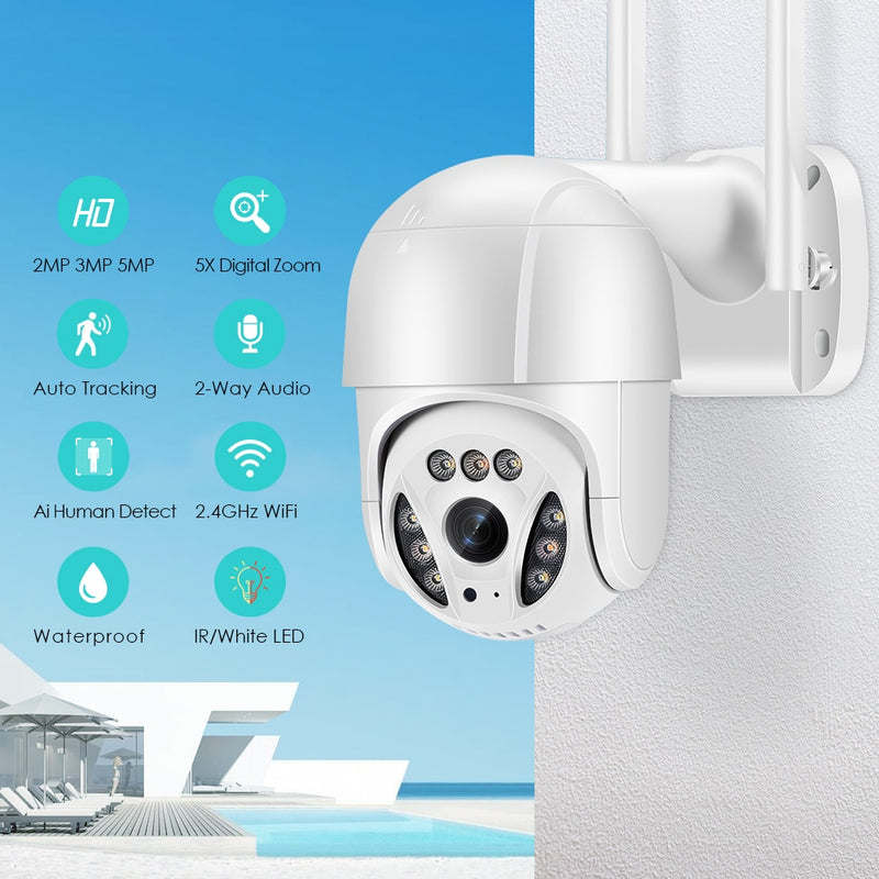 360 Wifi IP Camera Outdoor 5MP/3MP Ai Human Detection Auto Tracking PTZ Camera 1080P Night Vision Home Security CCTV Cam