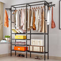 Freestanding Large Closet Rack Garment Shelf Clothes Hanger Coat Rack Floor Hanger Storage Wardrobe Clothing Drying Racks Porte white + black