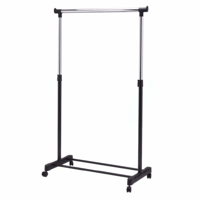 Single Rail Clothing Rack Organizer, Heavy-duty Adjustable Rolling Clothes Hanger Garment