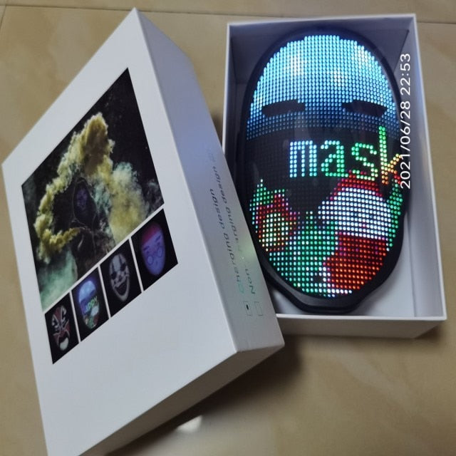 Xmas Bluetooth Compatible Led Glow-in-the-dark Mask Carnival Face Changing Glowing Party Christmas Mask Decoration