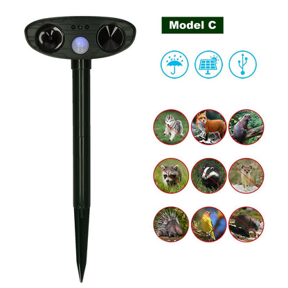 Waterproof Ultrasonic Chipmunk Repeller, Solar Powered Winter Pest Detterent Get Ride of Annoying Animals Dog Cat Bird deer