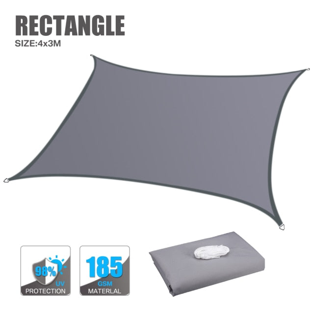 Triangle / Rectangle Driveway Shade Sail Tarp, Awings Sun Shade Shelter Sail Canopy Top Parasol