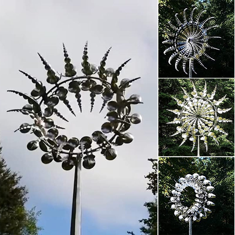 Magical Yard Windmill, Unique Metal Wind mill For Garden, Kinetic Resistant Yard Art Spinner
