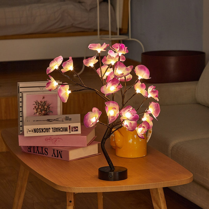 Led Orchid Everly Original Tree Lights Black, LED Orchid Rose Flower Tree Light Fairy Bonsai Table LED Night Light