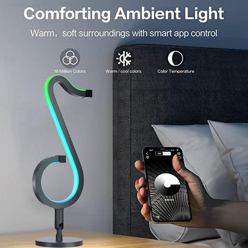 Musical Note RGB Night Lamp Simple Fashion Metal Black LED Table Light with USB Cord - RGB TikTok Symphony Table Desk Lamp