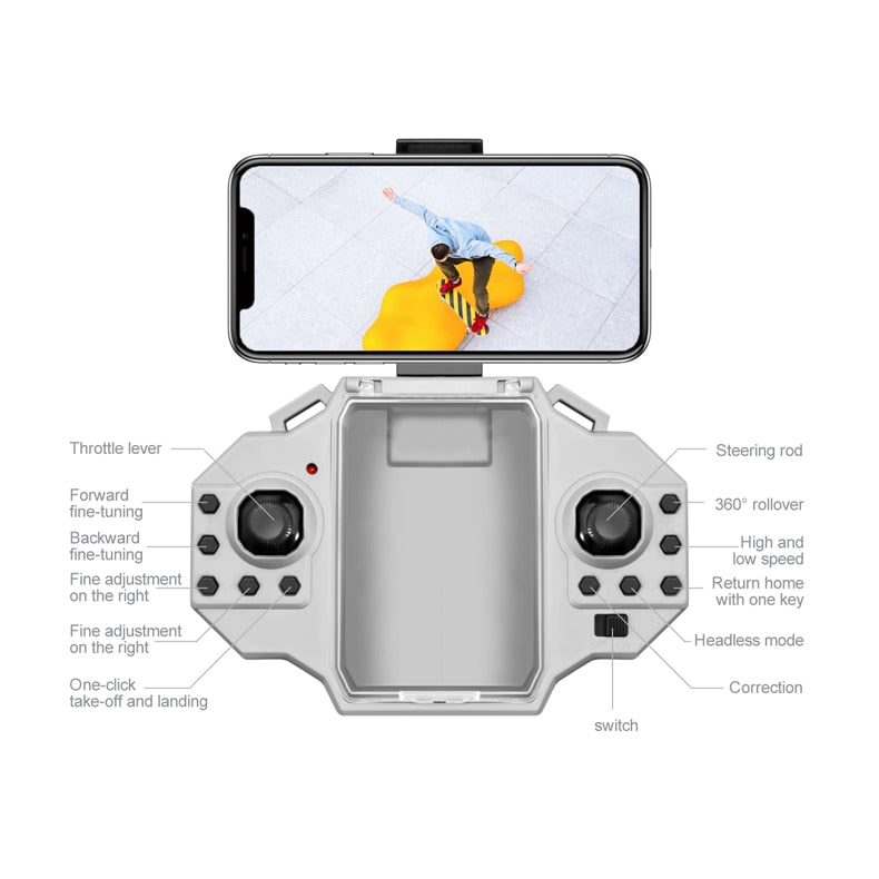 Mini RC Drone 4K HD Dual Camera Dron 1080P WiFi Fpv Foldable Quadcopter Real-Time Transmission Helicopter Toy Children Kid Gift