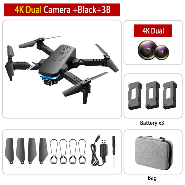 Mini RC Drone 4K HD Dual Camera Dron 1080P WiFi Fpv Foldable Quadcopter Real-Time Transmission Helicopter Toy Children Kid Gift