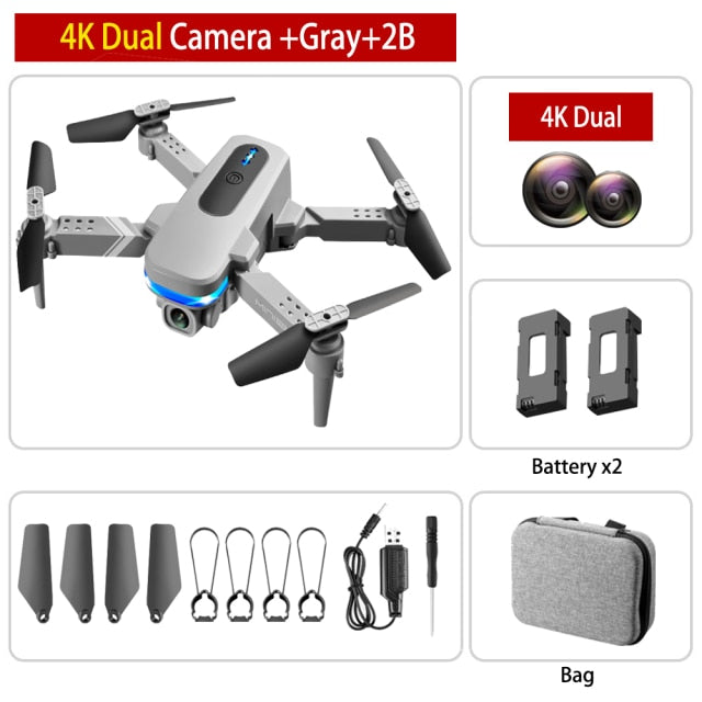 Mini RC Drone 4K HD Dual Camera Dron 1080P WiFi Fpv Foldable Quadcopter Real-Time Transmission Helicopter Toy Children Kid Gift