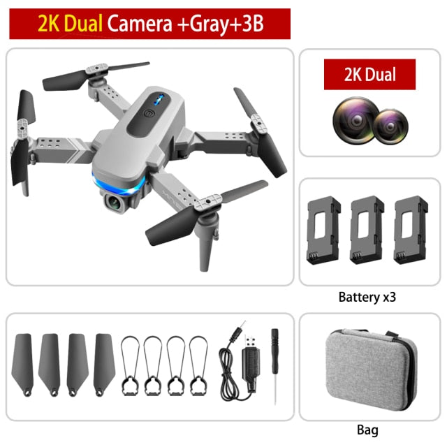 Mini RC Drone 4K HD Dual Camera Dron 1080P WiFi Fpv Foldable Quadcopter Real-Time Transmission Helicopter Toy Children Kid Gift