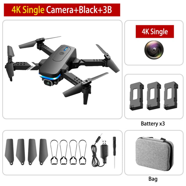 Mini RC Drone 4K HD Dual Camera Dron 1080P WiFi Fpv Foldable Quadcopter Real-Time Transmission Helicopter Toy Children Kid Gift