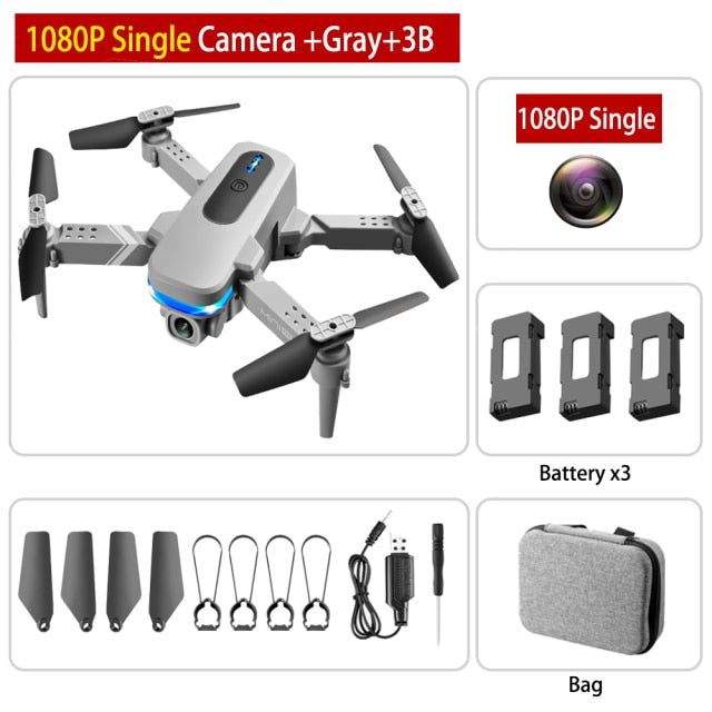 Mini RC Drone 4K HD Dual Camera Dron 1080P WiFi Fpv Foldable Quadcopter Real-Time Transmission Helicopter Toy Children Kid Gift