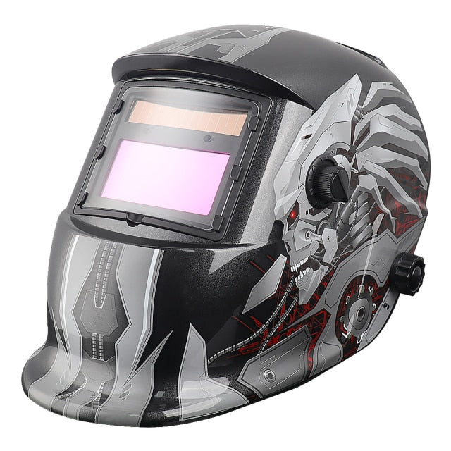 Auto Darkening Welding Helmet Skull Drawing Shield Solar Powered For Mig Mag Tig Elctrode Mask Protecte