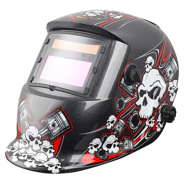 Auto Darkening Welding Helmet Skull Drawing Shield Solar Powered For Mig Mag Tig Elctrode Mask Protecte