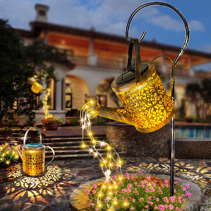 The Enchanted Watering Can -  Lights Outdoor Decorative, Hanging Solar Lantern, Metal Waterproof Solar Garden Patio Yards Lawn Pathway