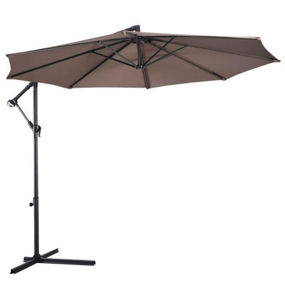 10" Hanging Umbrella Patio Sun Shade Offset Market W/T Cross Base Outdoor Furniture