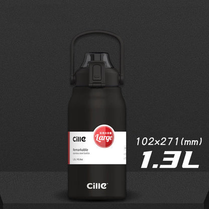 1300/1700ml Large Capacity Stainless Steel Portable Straw Thermos Bottle Outdoor Sports Vacuum Water Flask Thermal Insulated Cup