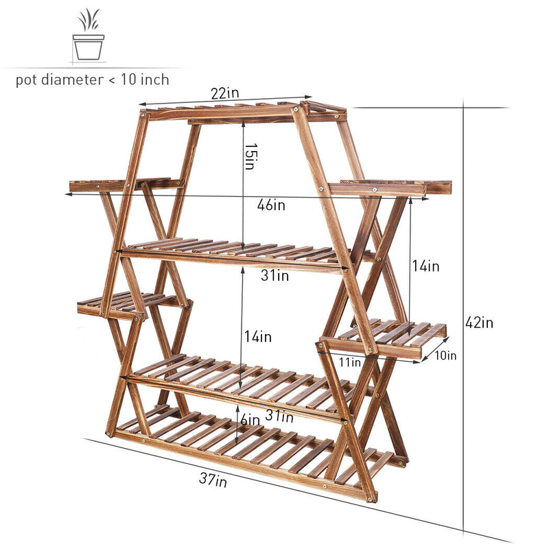 Extra Large Multi Tier Wood Flower Rack Plant Stand Bonsai Shelf Indoor Outdoor