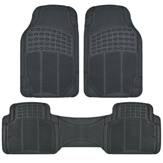 Car Floor Mats for Auto All Weather Rubber Liners Heavy Duty Fit Black 3pc Pack
