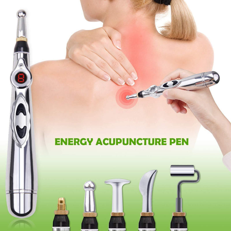 Rechargeable Electronic Acupuncture Pen Massager Machine - Massage Pen Tools for Back Pain Ache Relief, Meridian