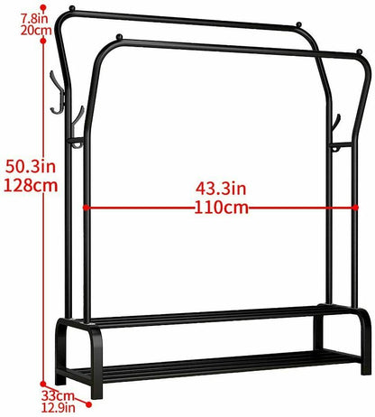 Rack Organizer Clothes Hanger Rail Double Deck Shelves