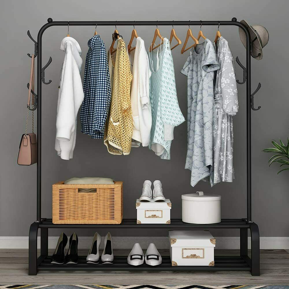 Rack Organizer Clothes Hanger Rail Double Deck Shelves