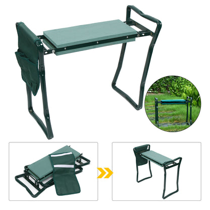 Multifunctional Garden Kneeler & Seat With Pocket, Foldable heavy duty Farm kneeler Chair with Pouch made in USA