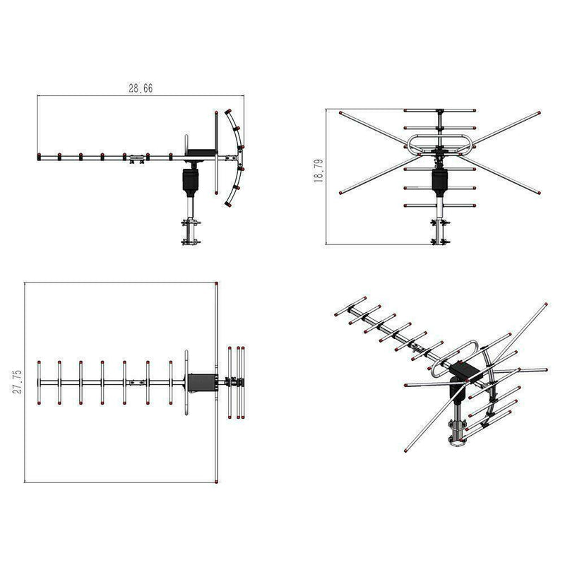 990 Mile Outdoor HD TV Antenna UHF VHF 4k, Long Range Tv Antenna. Outdoor