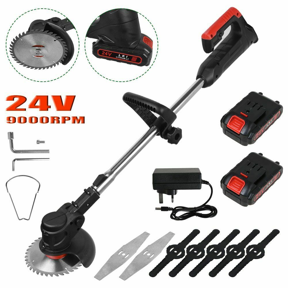 Electric Weed Lawn Eater Edger Grass String Trimmer Cutter 2 Battery 1 Charger