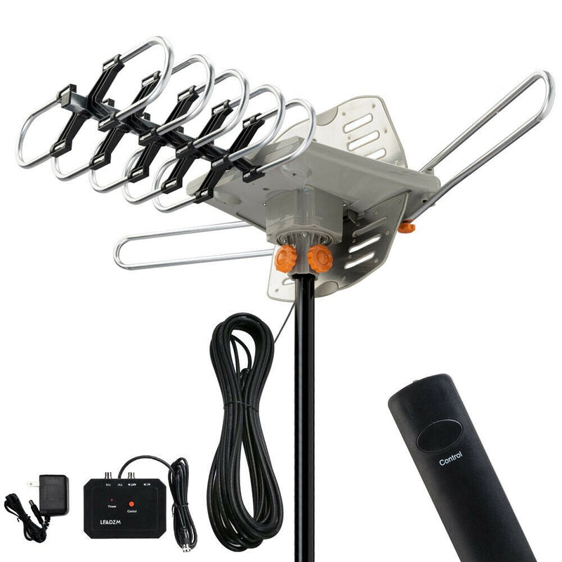 990 Mile Range Outdoor TV Antenna, 360° Motorized Rotaion Amplified HDTV 1080P 4K