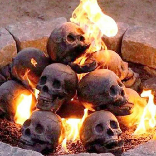 Reusable Ceramic Human Skull Flame Fireproof Logs For Bonfires, Fireplaces, Fire Pits, Gothic flame Skull