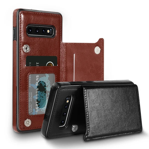 Luxury Retro Leather Card Slot Holder Business Cover Case For Samsung Note 10 Plus S10 plus S10 lite S10 Note 9 8 S9 S8 Plus