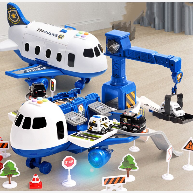Cargo Airplane Vehicle Play Sets (3 Styles) | Police, Construction or Fireman Toys, Storage Plane for Kids, Toddlers